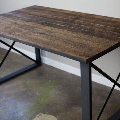 Hand Made Modern/Industrial Dining Table/Desk. Reclaimed Wood Top Steel ... with Industrial Dining Table Reclaimed Wood Top